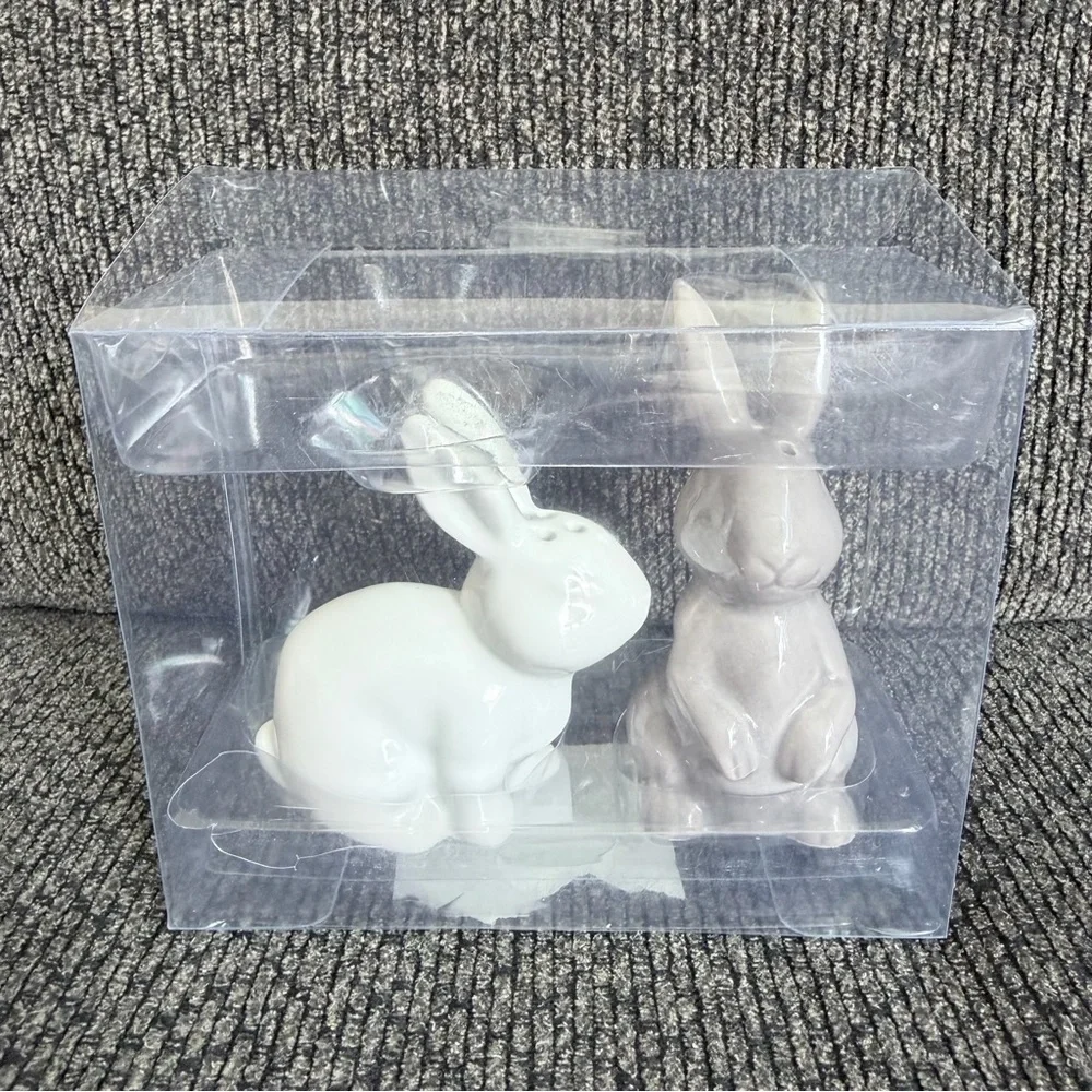 Target Ceramic Bunny White and Gray Salt Shakers